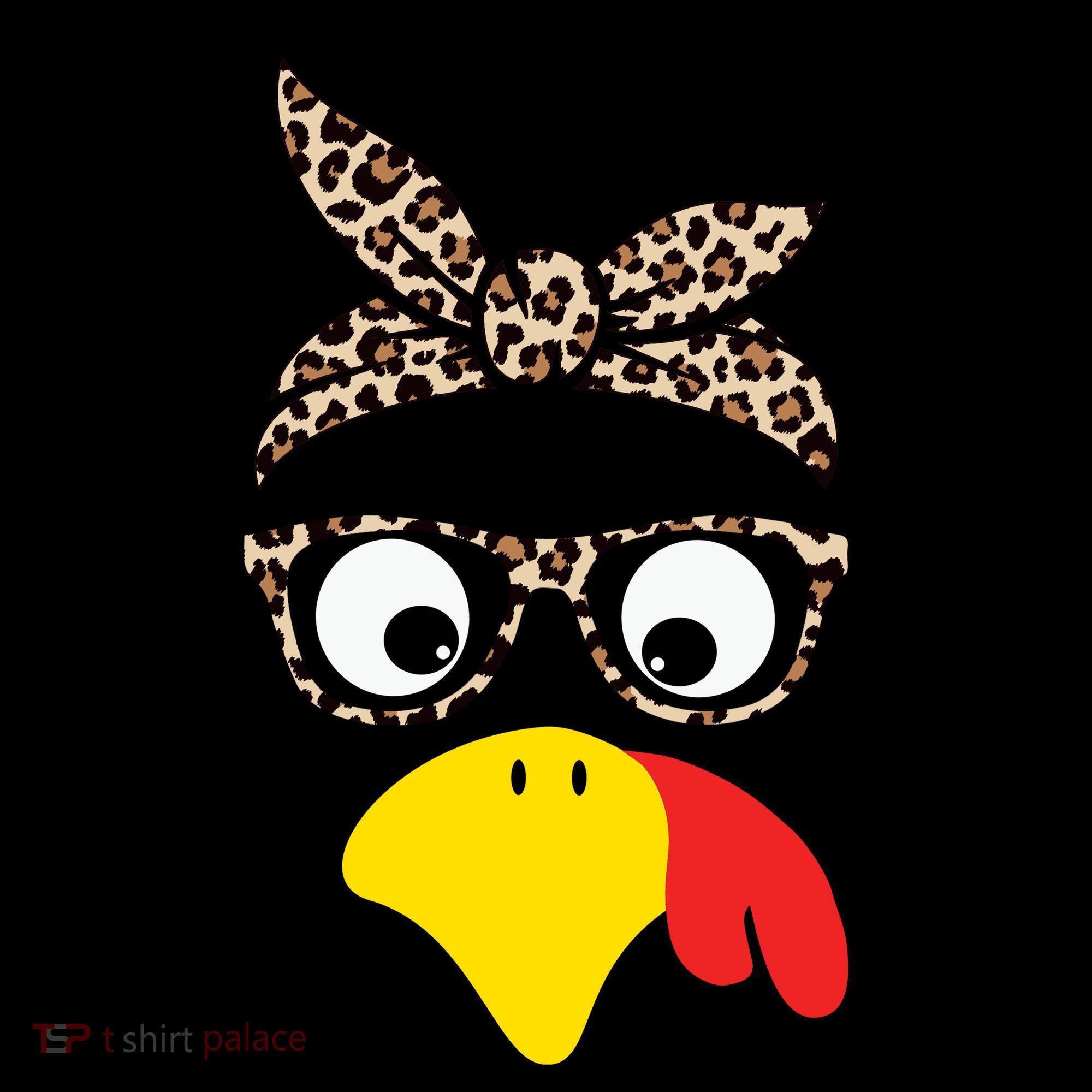 Turkey Face Cheetah Cute Thanksgiving Coaster