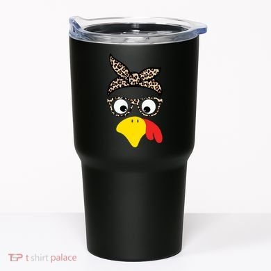 Turkey Face Cheetah Cute Thanksgiving Tumbler