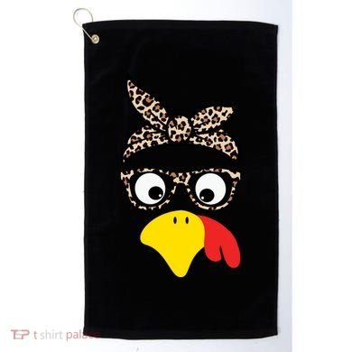 Turkey Face Cheetah Cute Thanksgiving Golf Towel