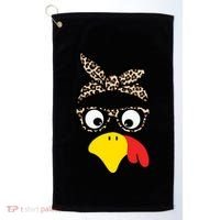 Turkey Face Cheetah Cute Thanksgiving Golf Towel thumb 0