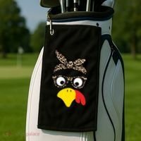 Turkey Face Cheetah Cute Thanksgiving Golf Towel thumb 2