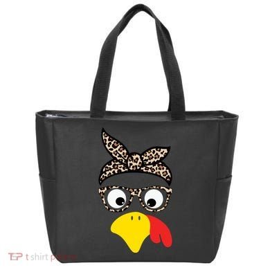 Turkey Face Cheetah Cute Thanksgiving Tote Bag