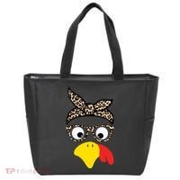 Turkey Face Cheetah Cute Thanksgiving Tote Bag thumb 0