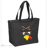 Turkey Face Cheetah Cute Thanksgiving Tote Bag thumb 2