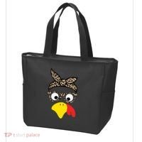 Turkey Face Cheetah Cute Thanksgiving Tote Bag thumb 3