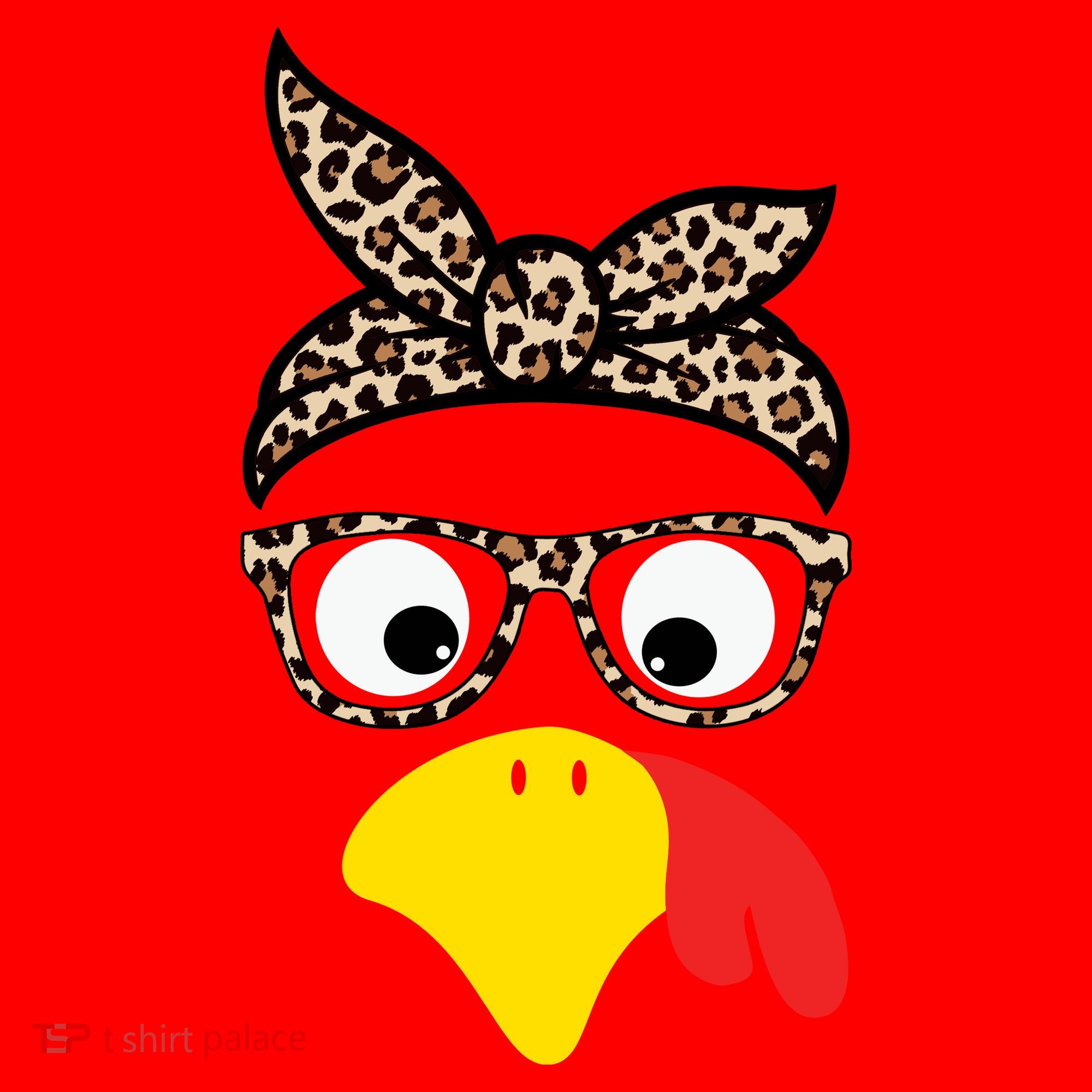 Turkey Face Cheetah Cute Thanksgiving Santa Hat