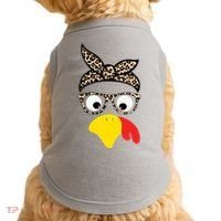 Turkey Face Cheetah Cute Thanksgiving Doggie Tank thumb 0