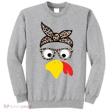 Turkey Face Cheetah Cute Thanksgiving Sweatshirt