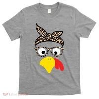 Turkey Face Cheetah Cute Thanksgiving T-Shirt thumb 0
