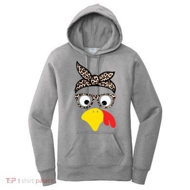 Turkey Face Cheetah Cute Thanksgiving Women's Hoodie