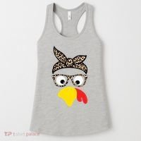 Turkey Face Cheetah Cute Thanksgiving Women's Tank Top thumb 0