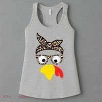 Turkey Face Cheetah Cute Thanksgiving Women's Tank Top thumb 3