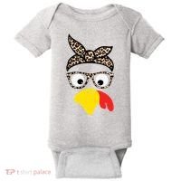 Turkey Face Cheetah Cute Thanksgiving Baby Bodysuit thumb 0