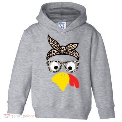 Turkey Face Cheetah Cute Thanksgiving Toddler Hoodie