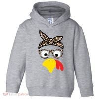 Turkey Face Cheetah Cute Thanksgiving Toddler Hoodie thumb 0