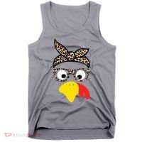 Turkey Face Cheetah Cute Thanksgiving Tank Top thumb 0