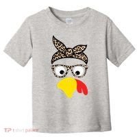 Turkey Face Cheetah Cute Thanksgiving Toddler T-Shirt thumb 0