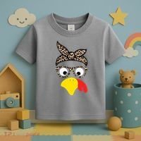 Turkey Face Cheetah Cute Thanksgiving Toddler T-Shirt thumb 3