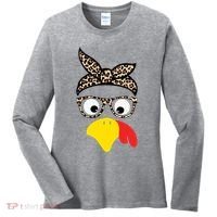Turkey Face Cheetah Cute Thanksgiving Women's Long Sleeve Shirt thumb 0