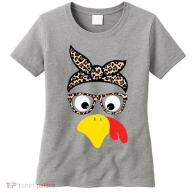 Turkey Face Cheetah Cute Thanksgiving Women's T-Shirt