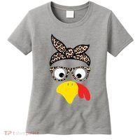 Turkey Face Cheetah Cute Thanksgiving Women's T-Shirt thumb 0