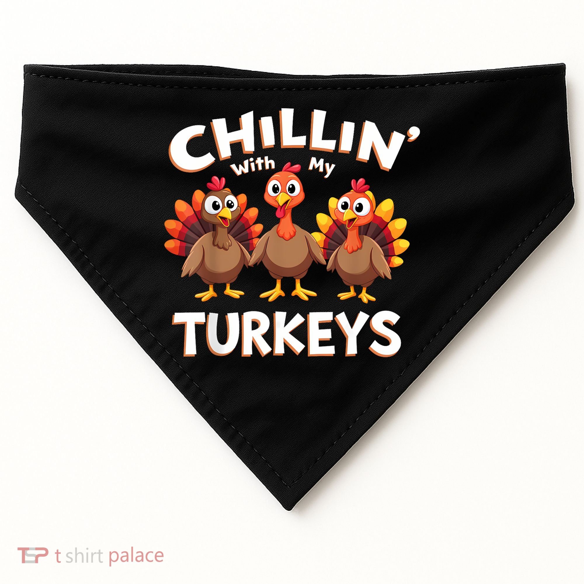 Thanksgiving Family Chillin With My Turkeys USA-Made Doggie Bandana