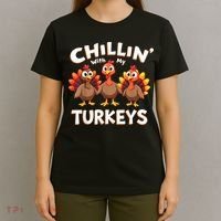 Thanksgiving Family Chillin With My Turkeys T-Shirt thumb 4