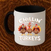 Thanksgiving Family Chillin With My Turkeys Coffee Mug thumb 2