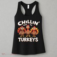 Thanksgiving Family Chillin With My Turkeys Women's Tank Top thumb 3