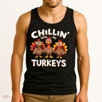 Thanksgiving Family Chillin With My Turkeys Tank Top thumb 3