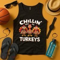 Thanksgiving Family Chillin With My Turkeys Tank Top thumb 4
