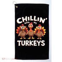 Thanksgiving Family Chillin With My Turkeys Golf Towel thumb 0