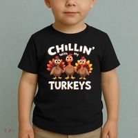 Thanksgiving Family Chillin With My Turkeys Toddler T-Shirt thumb 2