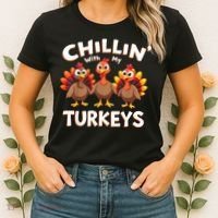 Thanksgiving Family Chillin With My Turkeys Women's T-Shirt thumb 2
