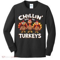 Thanksgiving Family Chillin With My Turkeys Kids Long Sleeve Shirt thumb 0