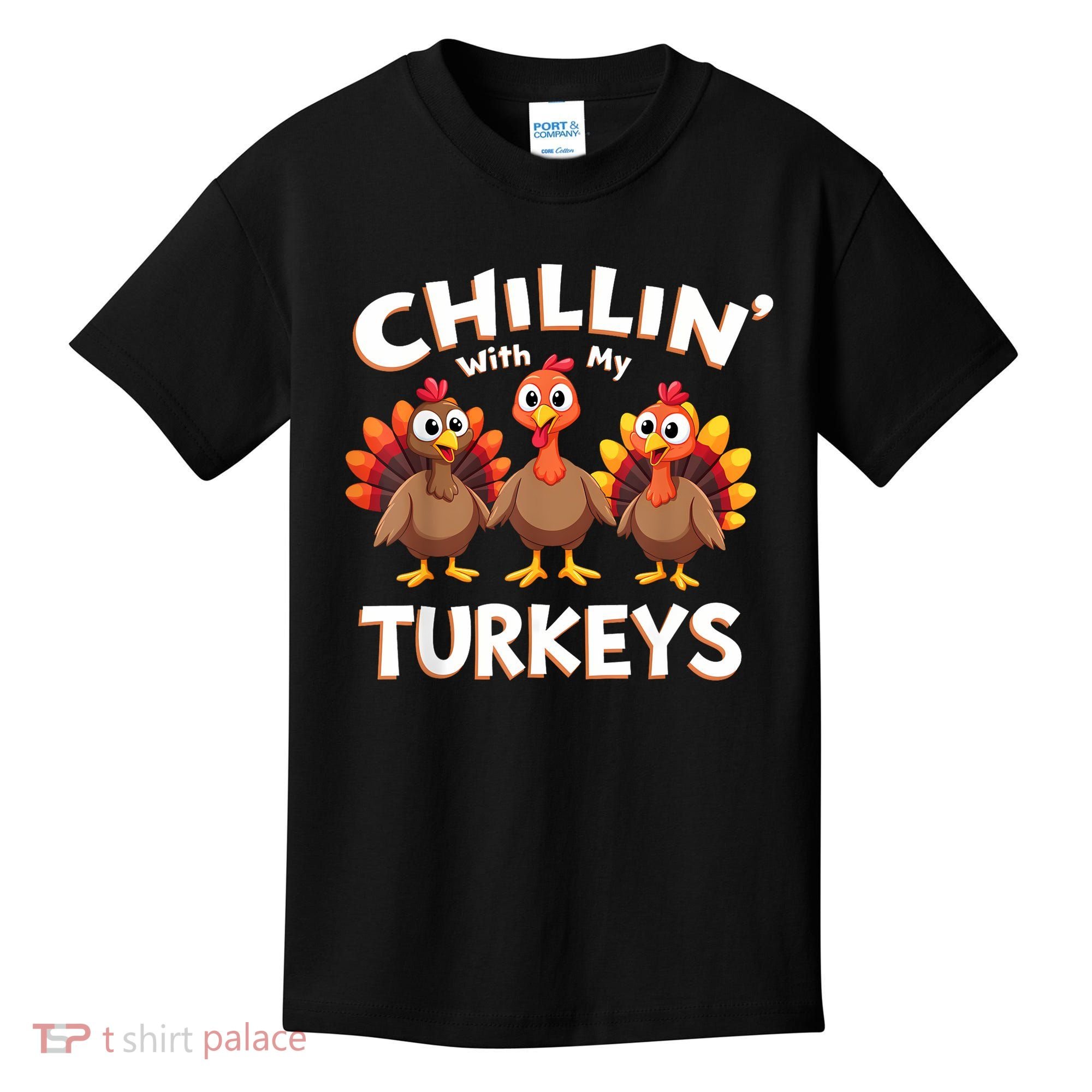 Thanksgiving Family Chillin With My Turkeys Kids T-Shirt
