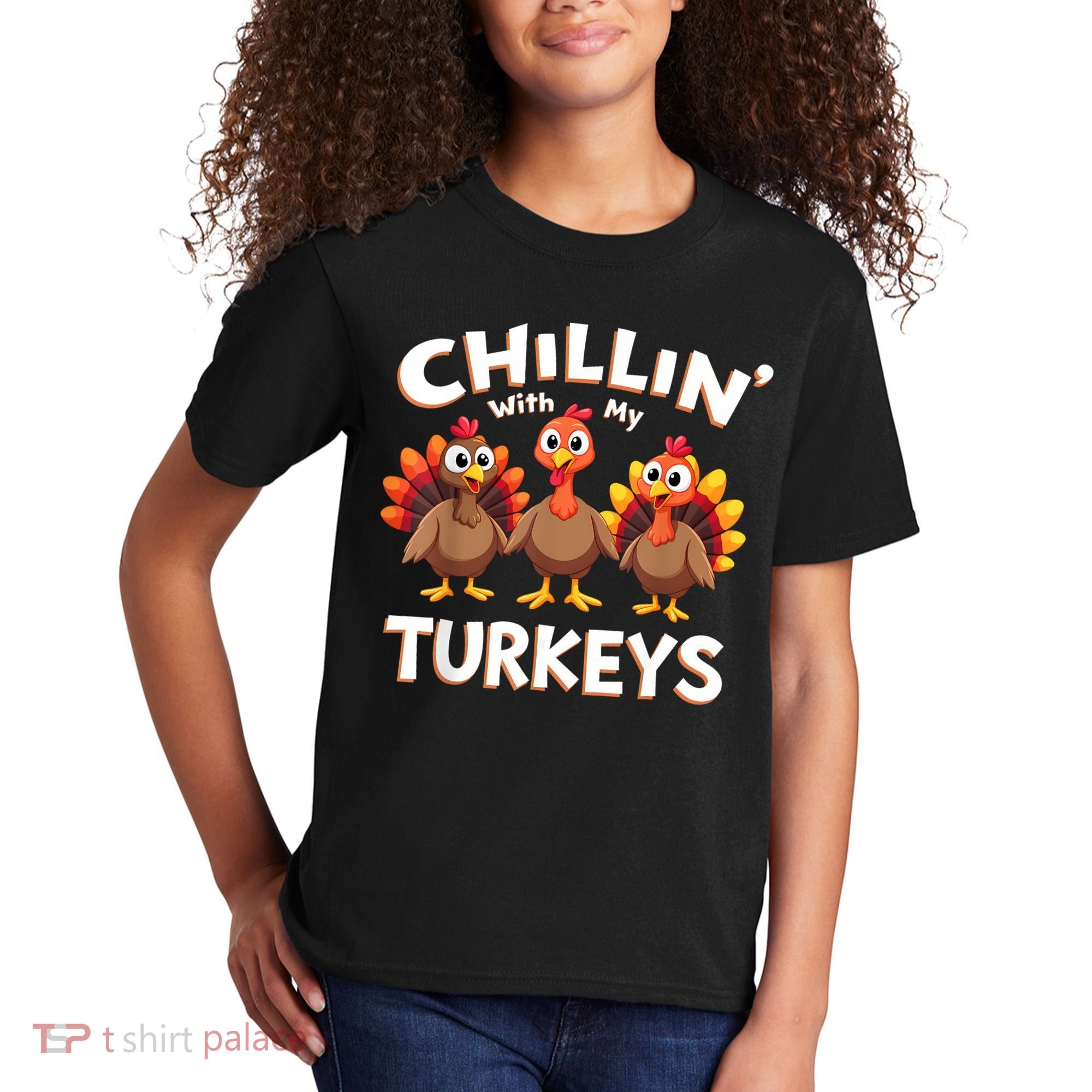 Thanksgiving Family Chillin With My Turkeys Kids T-Shirt
