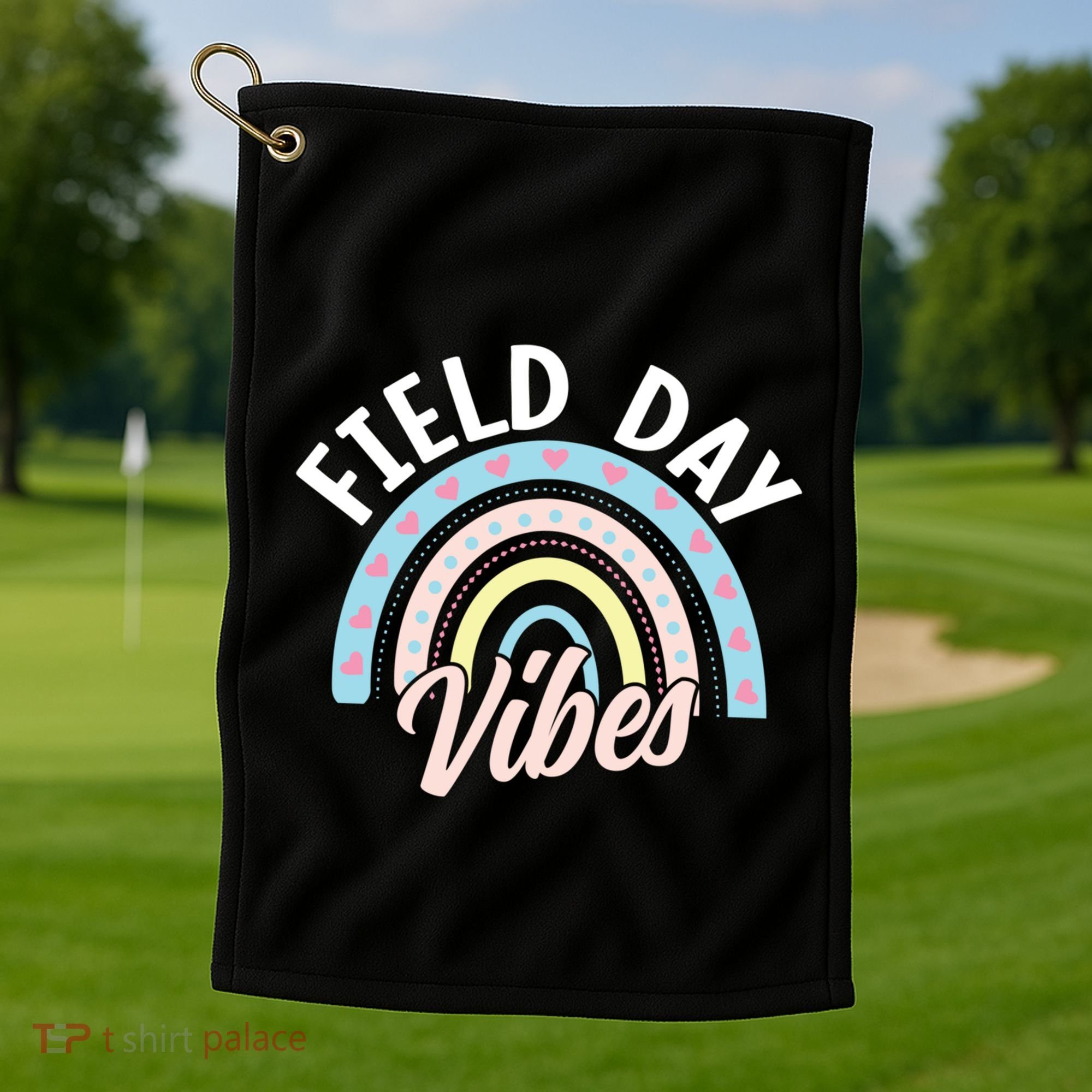Teacher Field Day Vibes Gift Golf Towel