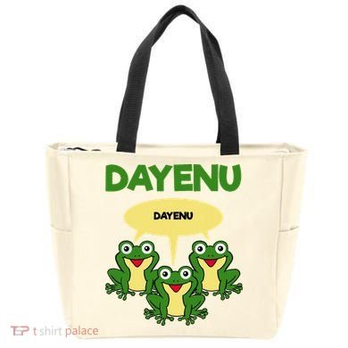 Three Frogs Dayenu Funny Pesach Passover Tote Bag