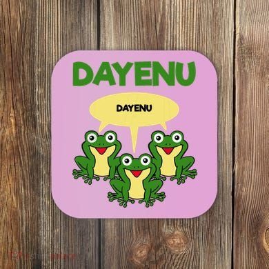 Three Frogs Dayenu Funny Pesach Passover Coaster