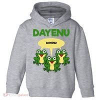 Three Frogs Dayenu Funny Pesach Passover Toddler Hoodie thumb 0