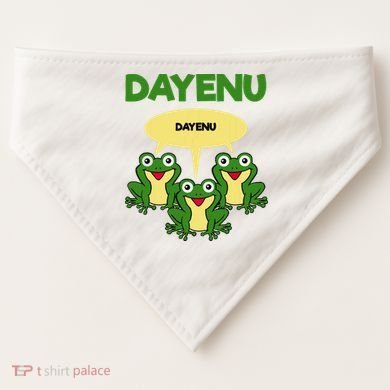 Three Frogs Dayenu Funny Pesach Passover USA-Made Doggie Bandana