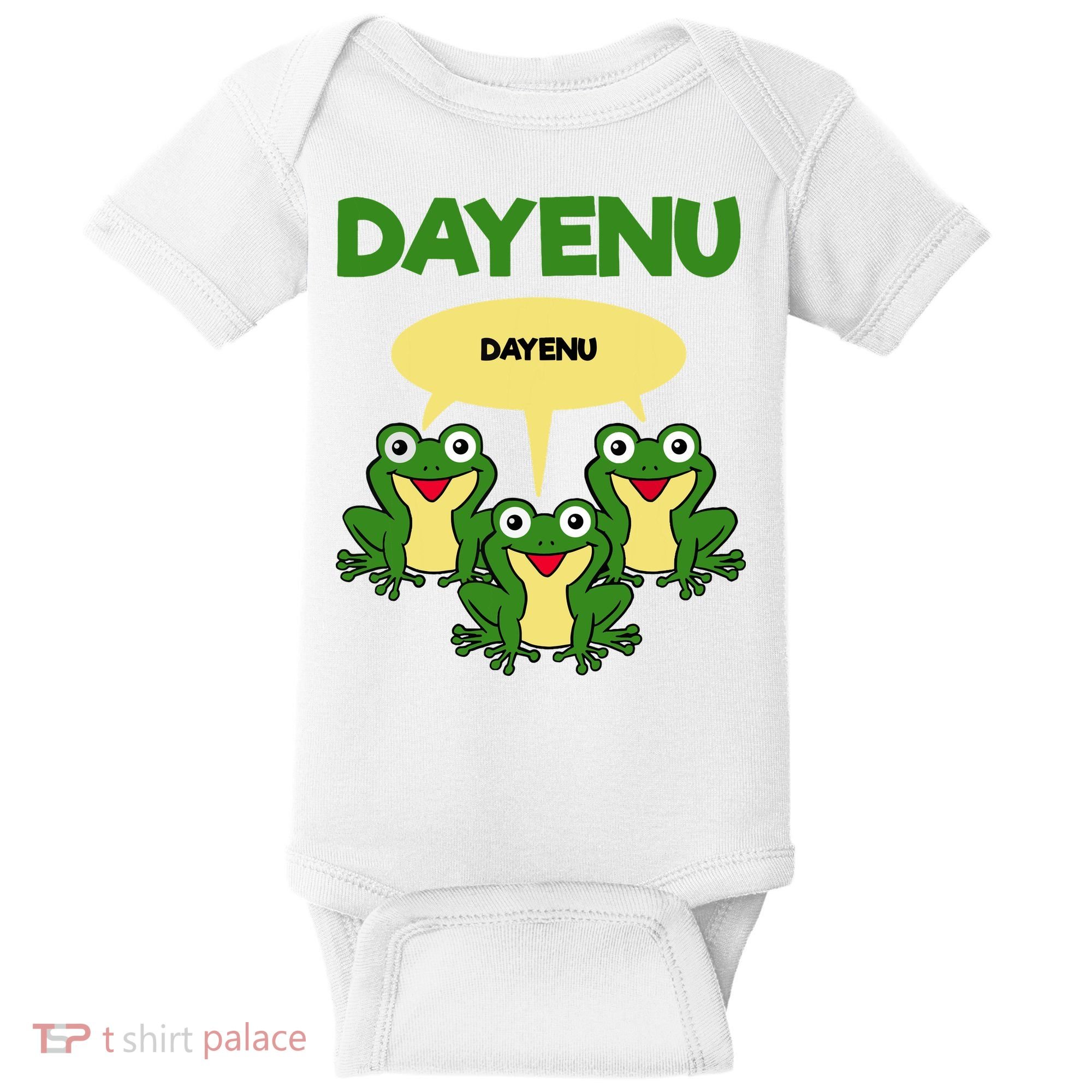 Three Frogs Dayenu Funny Pesach Passover Baby Bodysuit