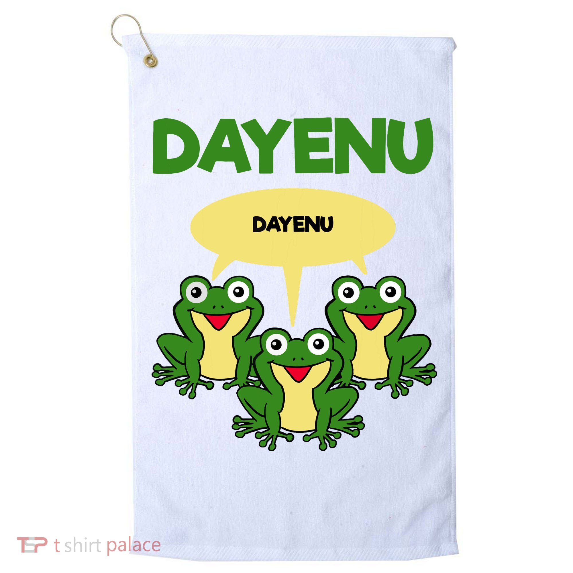 Three Frogs Dayenu Funny Pesach Passover Golf Towel