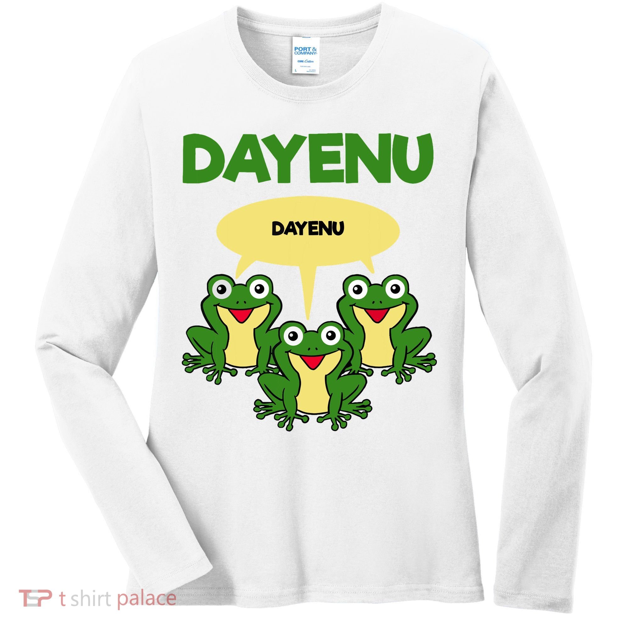 Three Frogs Dayenu Funny Pesach Passover Women's Long Sleeve Shirt