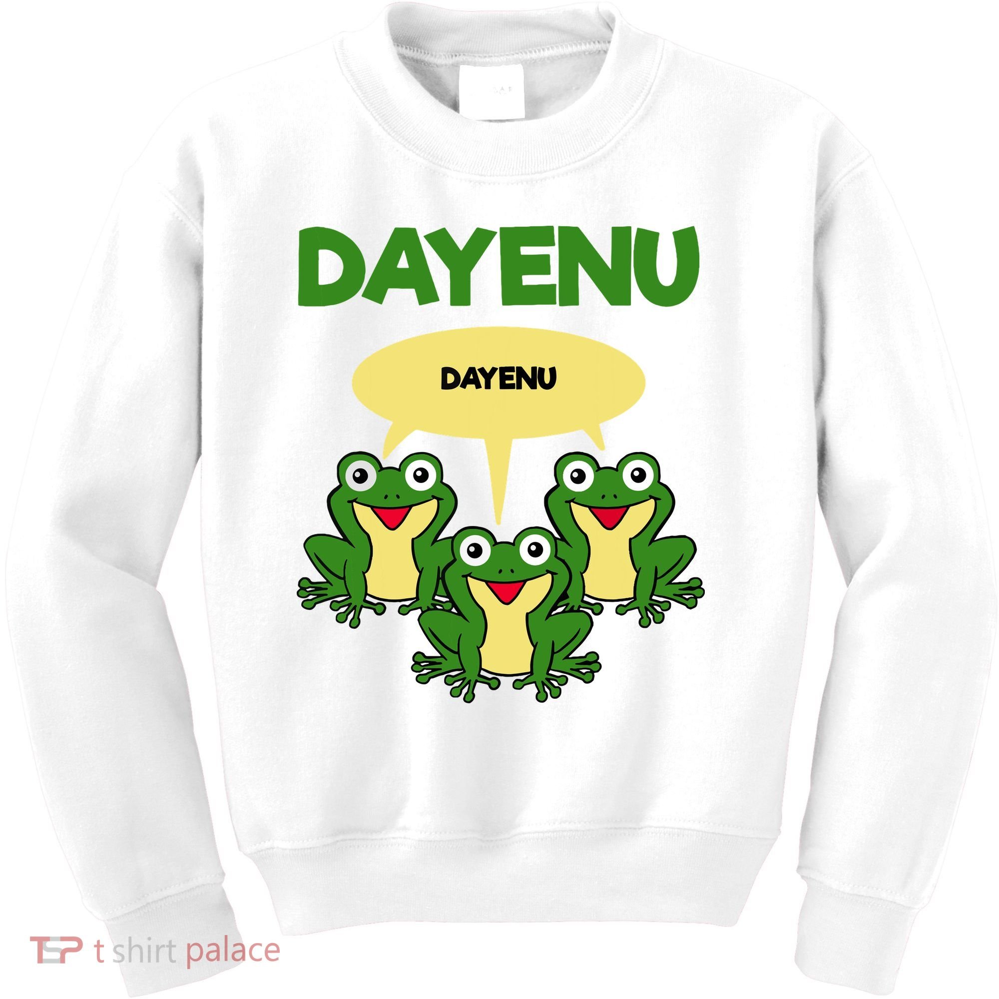 Three Frogs Dayenu Funny Pesach Passover Kids Sweatshirt