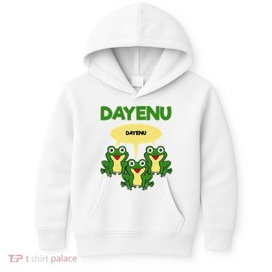 Three Frogs Dayenu Funny Pesach Passover Kids Hoodie