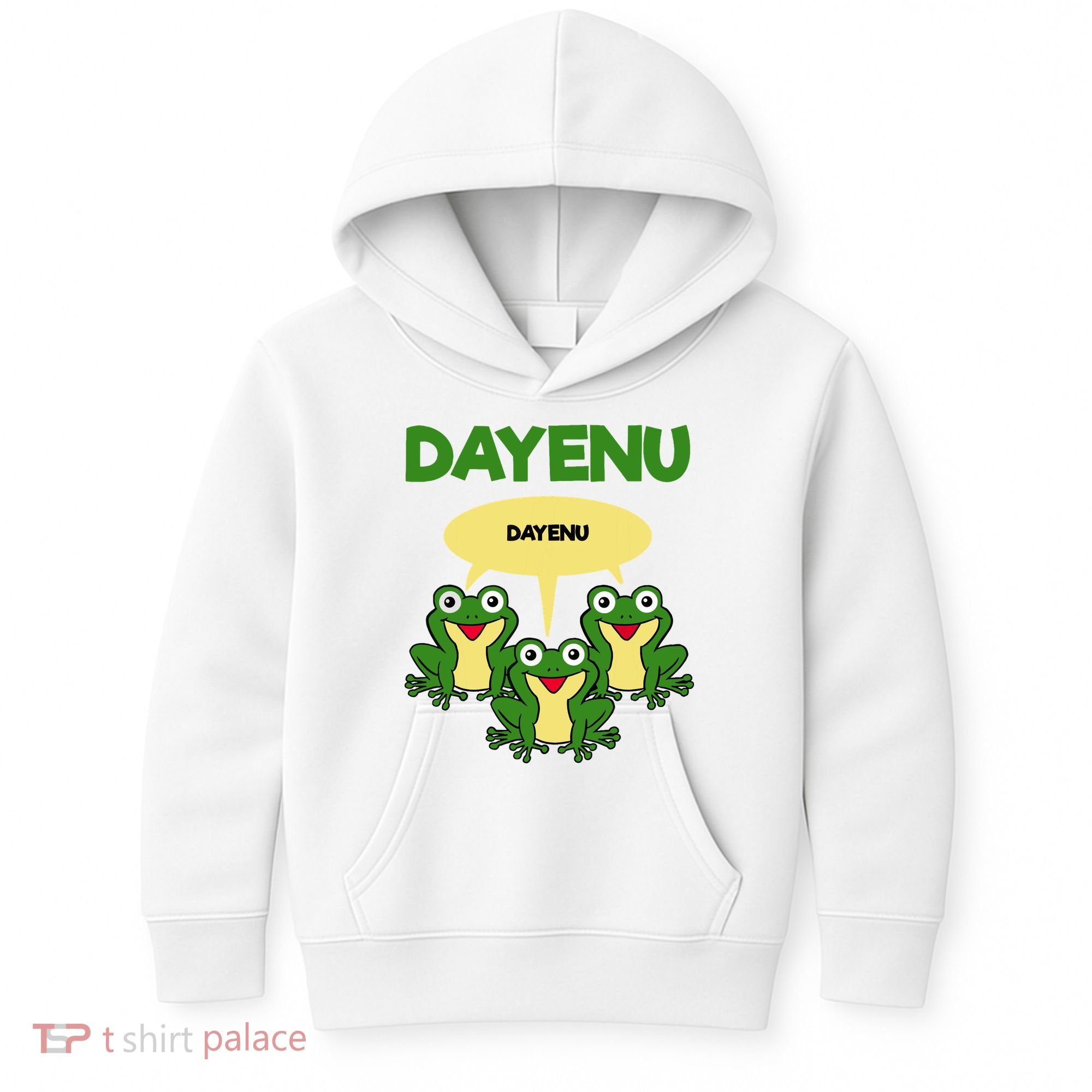 Three Frogs Dayenu Funny Pesach Passover Kids Hoodie