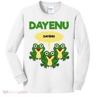 Three Frogs Dayenu Funny Pesach Passover Kids Long Sleeve Shirt thumb 0