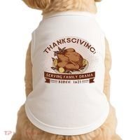 Thanksgiving Family Drama Funny Doggie Tank thumb 0